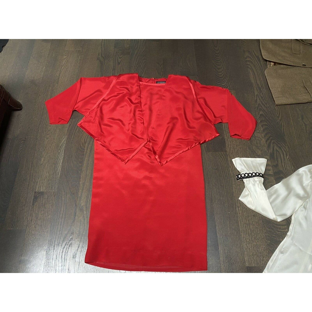 YEOHLEE‎ New York Red 100%Silk Lagenlook Shift Dress~M - Picture 7 of 7